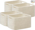 4 Pack Storage Baskets for Organizing, Woven Baskets for Shelves, Beige | 13"Lx9"Wx7.5"H, Woven Basket, Cotton Rope Basket, Toy Storage, Cube Shelf, Gift Baskets Empty, Home Decor