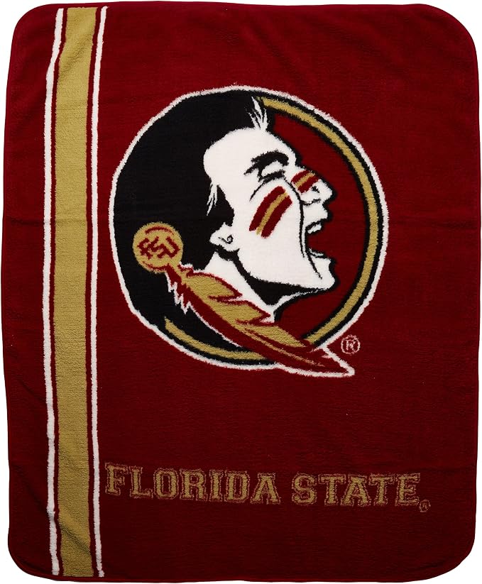 Officially Licensed NCAA Jersey Sherpa on Sherpa Throw Blanket, 50" x 60", Multi Color