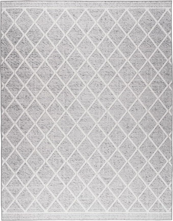 ReaLife Rugs Machine Washable Area Rug - Living Room Bedroom Bathroom Kitchen Entryway Office - Padded Low Pile Stain Resistant Premium - Boho Modern Farmhouse - Tessa - Gray Ivory 5' x 7'
