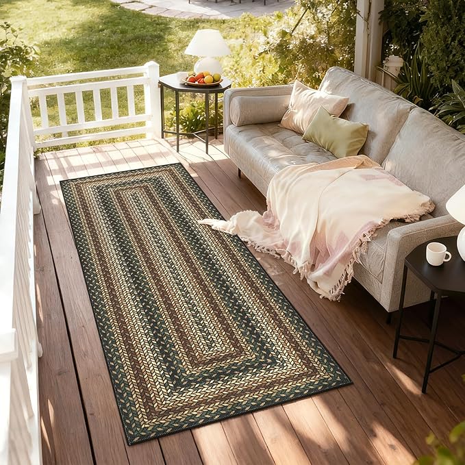 GarveeHome Indoor Easy Jute Runner Rug 2x6 Washable Kitchen Runner Rugs | Low Pile Non Slip Throw Runners Carpet Stain Resistant Long Hallway Mat Living Room Bedroom Bedside Area Rugs, Rust