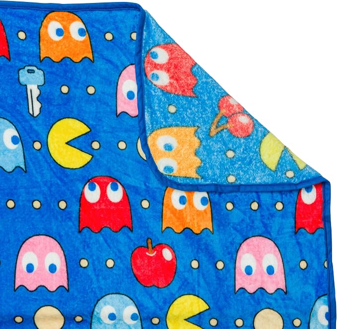 Silver Buffalo Pac-Man Game, Ghost Gang, Fleece Throw Blanket, 45x60in | Soft and Cozy, 185 GSM