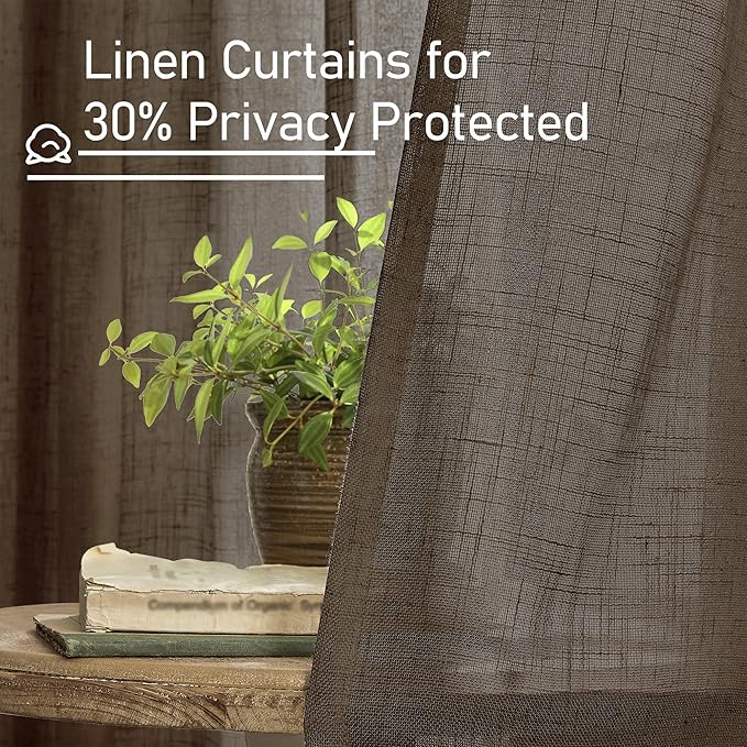 LAMIT Dark Brown 72 inch Linen Curtains - Image 6