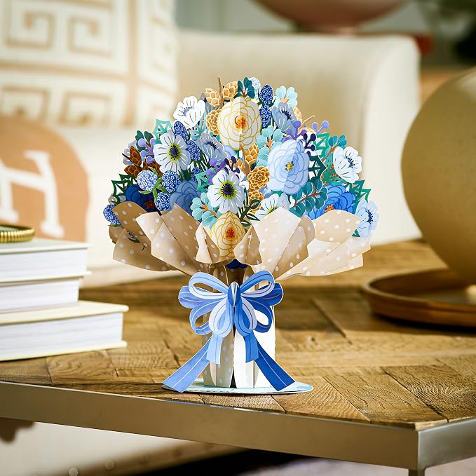 HugePop Flower Bouquet Pop Up Cards 2 Pack - Includes 1 Magical Flower Bouquet and 1 Spring Flower Bouquet, Gift For Mothers Day, Birthday, Valentines Day, All Occasions - Jumbo 10" x 14" Card