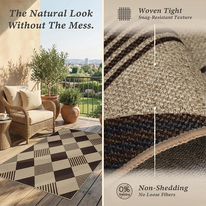 2x4 Entryway Door Mat Indoor – Washable Non Slip Small Rug for Front Door, Kitchen Sink, Mudroom, Garage Entry, Low Profile Easy Clean Farmhouse Plaid Floor Mat