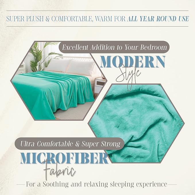Elegant Comfort Luxury Velvety Feel Blanket, All-Season Lightweight Blanket, Ultra Plush, Soft, Cozy-Fuzzy Flannel Fleece for Couch, Sofa, Bed, Travel, Solid Design, Twin/Twin XL, Tiffany