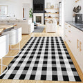 Buffalo Plaid Rug 5x8 Feet Black and White Checkered Area Rug Cotton Indoor Outdoor Washable Farmhouse Decor