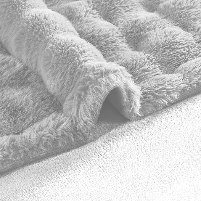 Modern Threads Water-Resistant Faux Rabbit Fur Pet Blanket for Dogs & Cats – Ultra-Soft Couch, Bed & Crate Protector, 30x40 Light Grey
