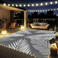 GENIMO Outdoor Rug, Waterproof Plastic Rugs for Patio, 8'x10' Led Grey | Outside Larger Leaf Carpet Mat for Porch Decor, Deck, Balcony, Camping, RV, Backyard, Picnic, Beach, Reversible, Foldable