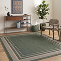 GarveeHome Washable Bedroom 4x6 Area Rug Modern Solid Easy Jute Rug | Non Slip Stain Resistant Living Room Throw Carpet Low Pile Easy Jute Rugs for Kitchen Nursery Entryway Dorm Kids Room, Green