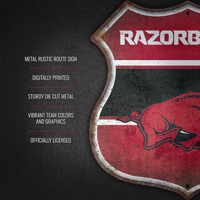 Rico Industries NCAA Rustic 11.5" Metal Route Sign Home Décor/Dorm Room