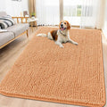 Smiry Dog Door Mat for Muddy Paws 71x46, Absorbent Dirt Trapper, Non-Slip Washable Chenille Entryway Rug for Inside Floor, Orange, Classic Solid
