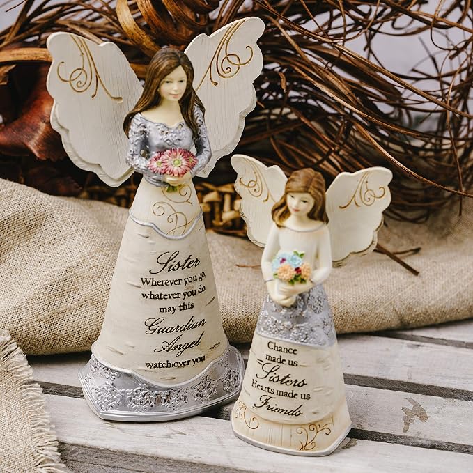 Pavilion Gift Company Elements Sister Guardian Angel Figurine, 6", Pink