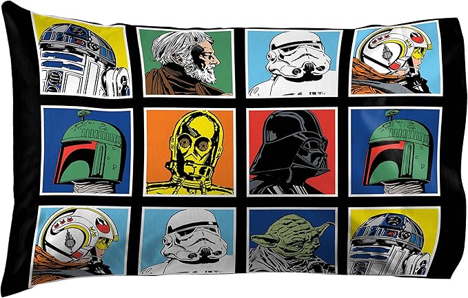 Jay Franco Kids Sheet Set with Fitted, Flat Sheets & Pillow Cover - Ultra-Soft Bedding with Pillowcase for Room Decor, Multi - Star Wars, 3 Piece Twin