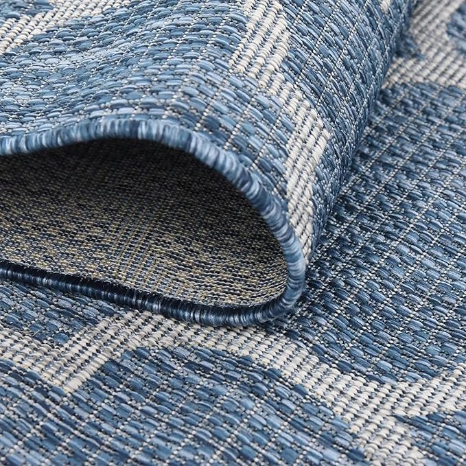 Unique Loom Trellis Collection Area Rug-Lattice Design, Moroccan Inspired for Indoor/Outdoor Décor, 5' 0" x 8' 0" Oval, Navy Blue/Gray