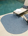 Unique Loom Collection Casual Transitional Solid Heathered Indoor/Outdoor Flatweave Area Rug (8' x 10' Oval, Blue/Navy Blue)