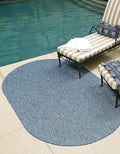 Unique Loom Collection Casual Transitional Solid Heathered Indoor/Outdoor Flatweave Area Rug (5' 3" x 8' Oval, Blue/Navy Blue)