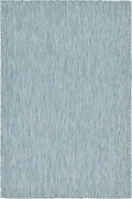 Unique Loom Collection Casual Transitional Solid Heathered Indoor/Outdoor Flatweave Area Rug (4' 1" x 6' 1" Rectangle, Aquamarine/Ivory)