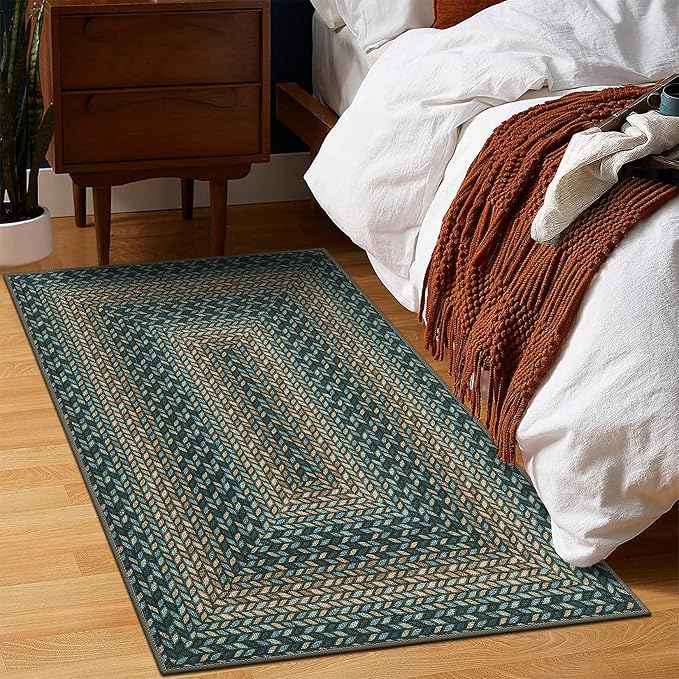 GarveeHome 2x3 Small Area Rug Entryway Easy Jute Door Mat Washable Rugs | Non Slip Stain Resistant Modern Bordered Bedroom Throw Carpet Indoor Outdoor Low Pile Area Rugs for Kitchen, Slates/Gray