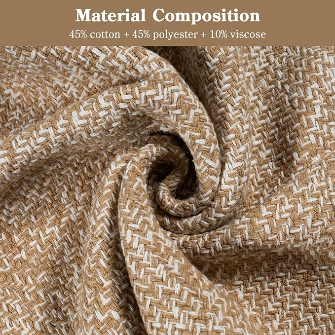 Collive Boho Living Room Area Rugs, 5 X 8 ft Washable Moder Woven Cotton Bedroom Rug, Tan Farmhouse Braided Carpets for Dining Room Nursery Room Dorm Patio Balcony Decor