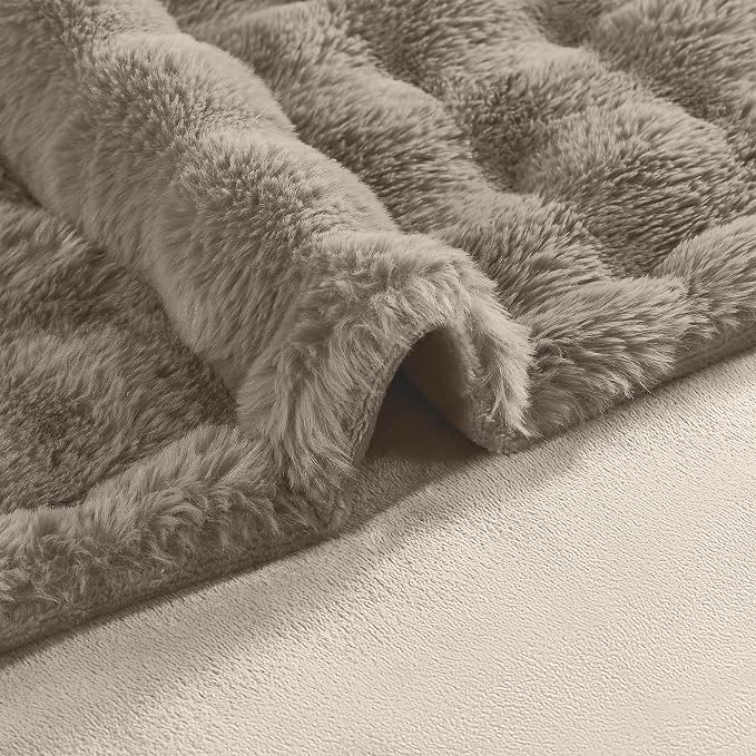 Modern Threads Water-Resistant Faux Rabbit Fur Pet Blanket for Dogs & Cats – Ultra-Soft Couch, Bed & Crate Protector, 50x60 Brown