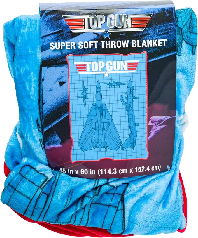 Silver Buffalo Top Gun Maverick Plane, Fleece Throw Blanket, 45x60in | Schematic, Soft and Cozy, 185 GSM