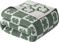 Elegant Comfort St Patrick's Day Throw Blanket, Green Plaid Clover Super Soft Cozy Fluffy Warm Throw Blankets for Couch, Sofa, Chair, Bed, Camping, Picnic, Travel Lightweight Bed Blanket (50" x 70")