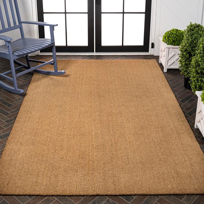 JONATHAN Y CHG100A-5 Peater Classic Casual Commerical Natural Coir Light Brown 5 ft. x 8 ft. Doormat for Entrance, Front Door, Entryway