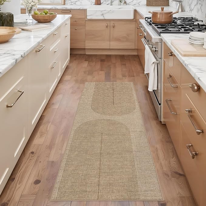 Non-Slip Jute Rug for Entryway: 2x6 Outdoor Mat - Geometric Arch Pattern | Safe Walking for Family All Day and Help with Cutting Slip Falls by 70%