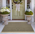 Front Door Mat Outdoor 24"x35", Tan and Black Layered Doormat Cotton Woven Washable Striped Indoor Outdoor Area Rug for Entryway Porch Decor Home Entrance