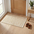THE BEER VALLEY Jute Cotton Kitchen Rug 2x3 Feet - Natural | Small Neutral Area Door mat for Entryway, Easy Clean Outdoor Indoor Boho Entry Rugs