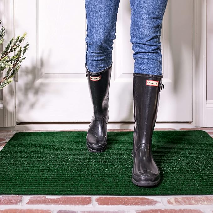 Mohawk Home Utility Floor Mat Solid Dark Forest Green (1'6" x 2'6" (2 Pack)) Perfect for Garage, Entryway, Porch, and Laundry Room
