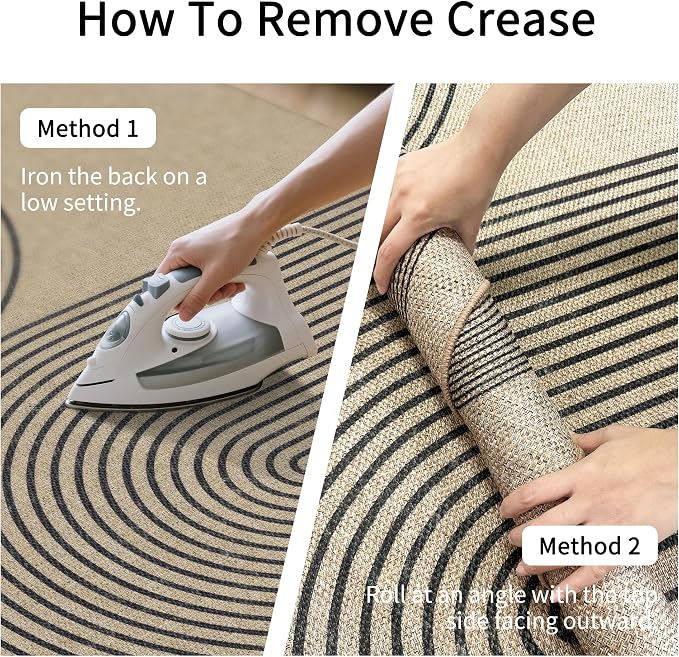 Easy Jute Rug for Pet Homes: 5x7 Outdoor Rug - Black Stripes | Washable Design Cuts Your Cleaning Time by 75% and Maintain Shape and Texture after 50 Washes