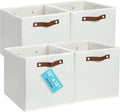 OrganiHaus 12x12 Cube Storage Bins, Set of 4 - Fabric Storage Cubes | Sturdy, holds its shape; odor-free; fits 12-inch cube shelves; vegan leather handles