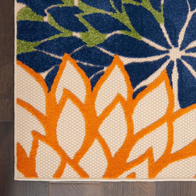 Nourison Home Aloha Indoor/Outdoor Multicolor 7' x 10' Area Rug, Easy Cleaning, Non Shedding, Bed Room, Living Room, Dining Room, Deck, Backyard, Patio (7x10)