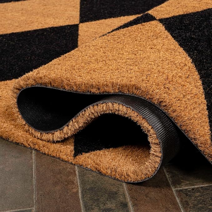 JONATHAN Y Diamond Pattern Coir Indoor Outdoor Doormat 5X8 Natural/Black, Paige Modern Classic for Living Room, Bedroom, Kitchen, Easy-Cleaning, High Traffic, Pet-Friendly, Non-Shedding NRF111A-5