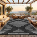 Garvee 6x9 Area Rugs Plastic Reversible Patio Rugs Outdoor Waterproof Easy-Cleaning Large Floor Mat for Outdoors Backyard Porch RV Beach Picnic Black White