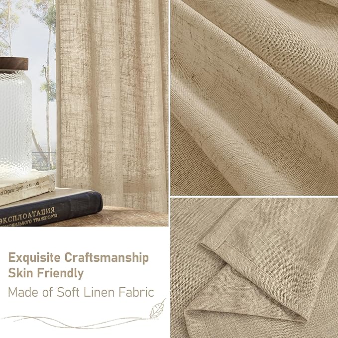 LAMIT Brown Linen Sheer Curtains 95 inch - Image 6