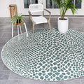 Unique Loom Outdoor Collection Area Rug - Cape Town (6' 7" Round, Teal/ Ivory)