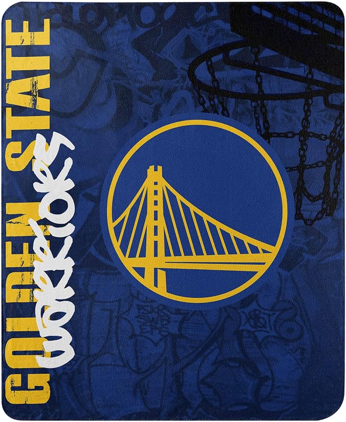 Northwest NBA Golden State Warriors Fleece Throw Blanket, 50 x 60 Inches, Hard Knocks Design, Soft and Cozy Fan Blanket