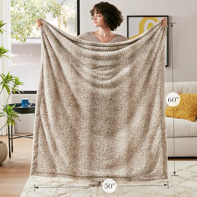 Madison Park Zuri Faux Fur Reversible Throw Blanket, 50 x 60 in, Leopard | Oversized Soft Plush, Luxury, Animal Stripes, Mink Reverse, Modern, All Season, for Bed Sofa Couch, OEKO-TEX Certified