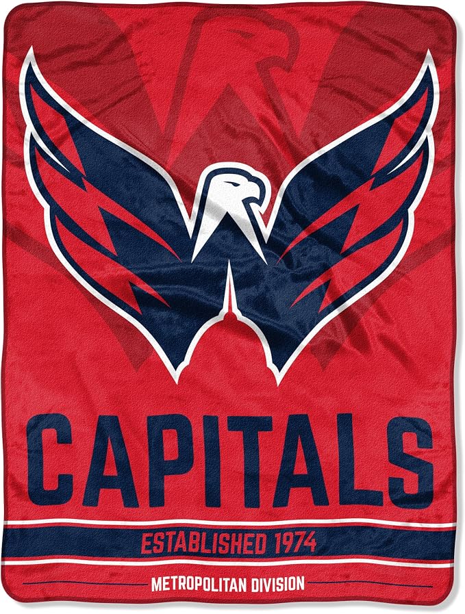 Northwest NHL Washington Capitals Unisex-Adult Micro Raschel Throw Blanket, 46" x 60", Break Away
