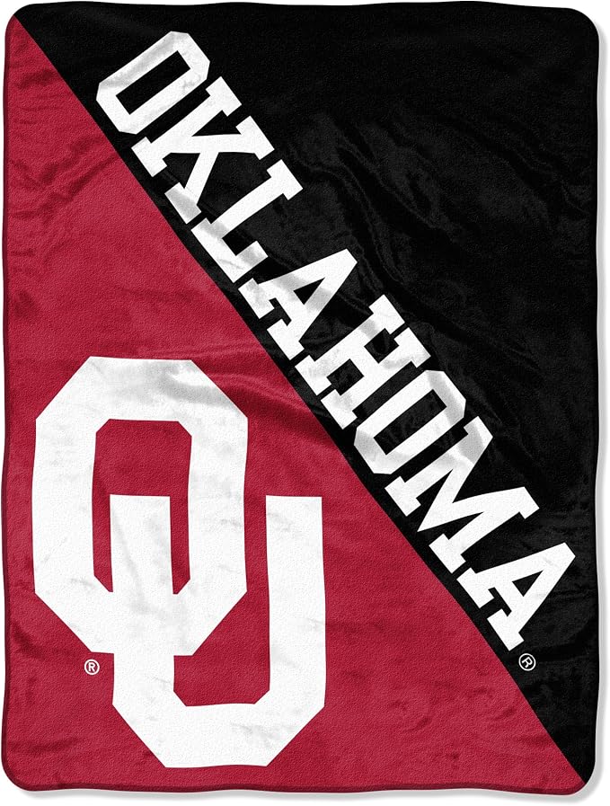 Northwest The Company NCAA Oklahoma Sooners Micro Raschel Throw Blanket, 46" x 60", Halftone