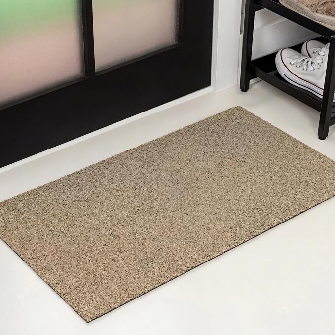 JONATHAN Y Peater Classic Casual Commercial Natural Coir Bleach 3 ft. x 5 ft. Doormat for Entrance, Front Door, Entryway CHG100B-3