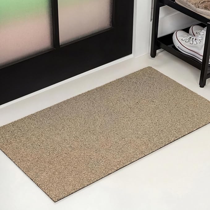 JONATHAN Y Peater Classic Casual Commercial Natural Coir Bleach 3 ft. x 4 ft. Doormat for Entrance, Front Door, Entryway CHG100B-34