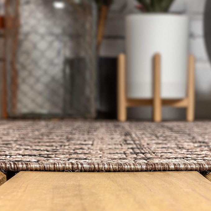 JONATHAN Y Moroccan Geometric Indoor Outdoor Square Area Rug 3X3 Natural/Black, Ourika Textured Weave for Backyard, Patio, Porch, Easy-Cleaning, High Traffic Pet-Friendly, Non-Shedding SMB108D-3SQ