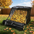 44" Large Capacity Pull Behind Lawn Sweeper with Adjustable Sweeping Height - Leaf & Grass Collector with Dumping Rope Design for Picking Up Grass and Debris