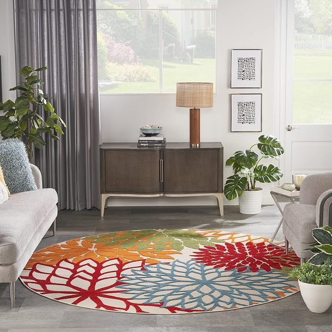 Nourison Home Aloha Indoor/Outdoor Green 10' x Area Rug (10 Round)