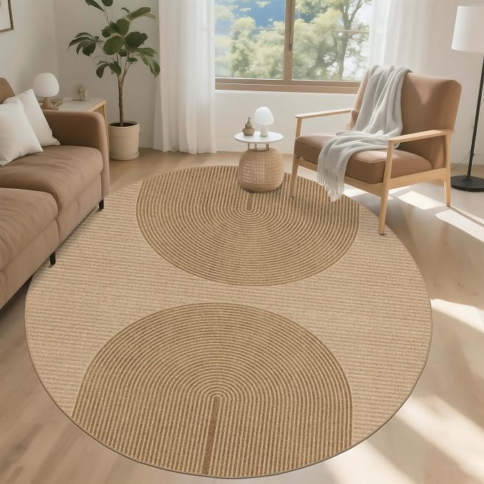 Easy Jute Rug for Pet Homes: 6x6 Outdoor Rug - Geometric Arch Pattern | Washable Design Cuts Your Cleaning Time by 75% and Maintain Shape and Texture after 50 Washes
