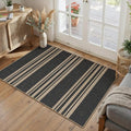 PureCozy Striped Easy Jute Rug 2x3 Black Entryway Carpet Washable Non Slip Door Mat Farmhouse Neutral Non Shedding Entry Small Indoor Outdoor Rug for Kitchen Bedroom Mudroom Bathroom