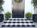 Blue and White Outdoor Rug 24''x 51''Buffalo Plaid Checkered Front Porch Rug Woven Machine Washable Farmhouse Door Mats Outdoor for Hello/Welcome Mat,Entryway,Bedroom,Patio